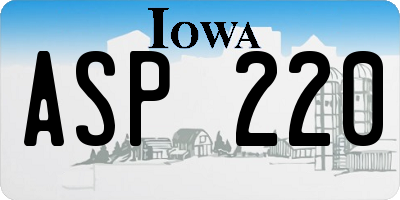 IA license plate ASP220