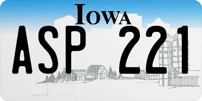 IA license plate ASP221