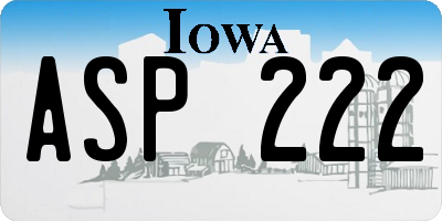 IA license plate ASP222