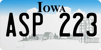 IA license plate ASP223