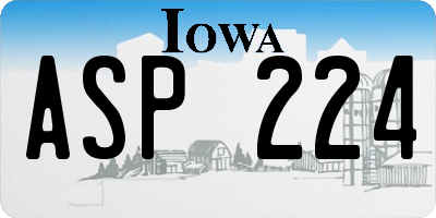IA license plate ASP224