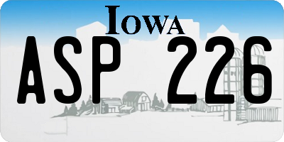 IA license plate ASP226