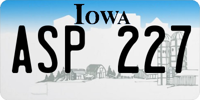 IA license plate ASP227
