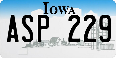 IA license plate ASP229