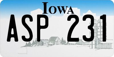 IA license plate ASP231