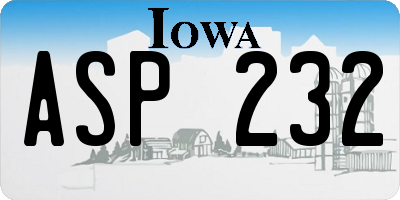 IA license plate ASP232
