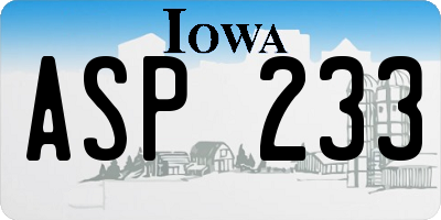 IA license plate ASP233