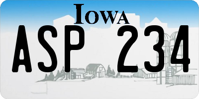 IA license plate ASP234