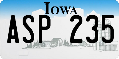 IA license plate ASP235