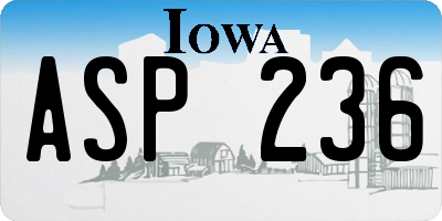 IA license plate ASP236
