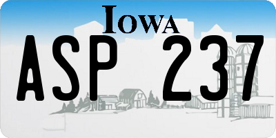 IA license plate ASP237