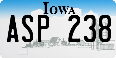 IA license plate ASP238