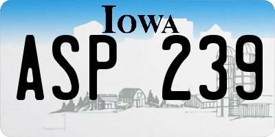 IA license plate ASP239