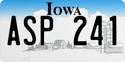 IA license plate ASP241