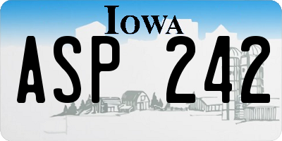 IA license plate ASP242