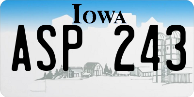 IA license plate ASP243