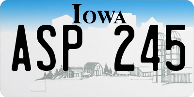 IA license plate ASP245