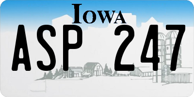 IA license plate ASP247