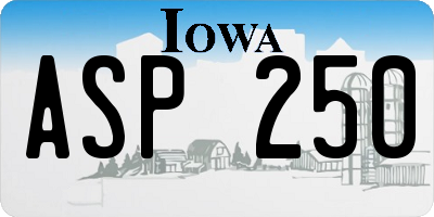 IA license plate ASP250