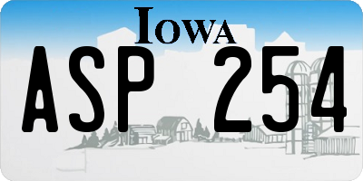 IA license plate ASP254