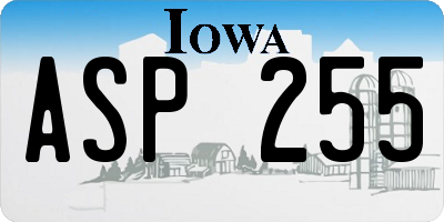 IA license plate ASP255