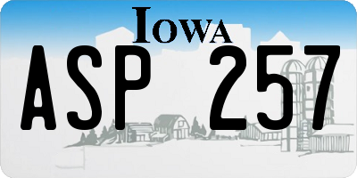 IA license plate ASP257