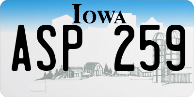 IA license plate ASP259