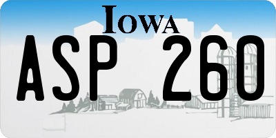 IA license plate ASP260
