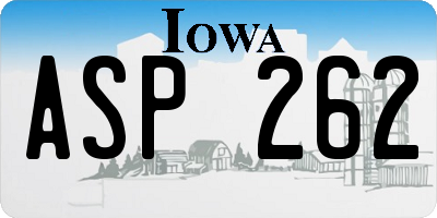 IA license plate ASP262