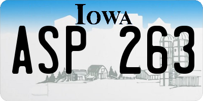 IA license plate ASP263