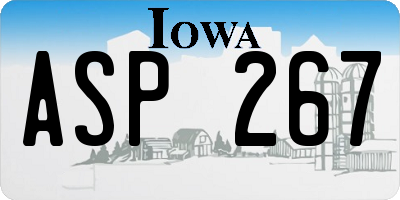 IA license plate ASP267