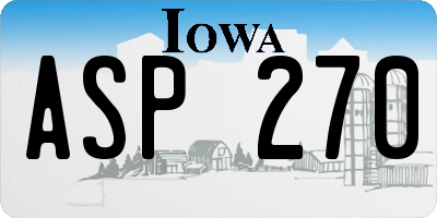 IA license plate ASP270