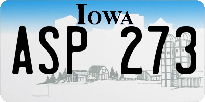 IA license plate ASP273
