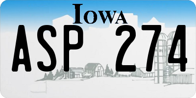 IA license plate ASP274