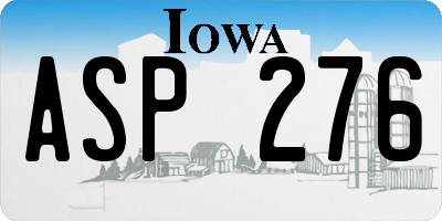 IA license plate ASP276