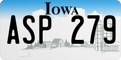 IA license plate ASP279