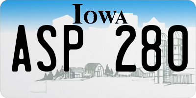 IA license plate ASP280