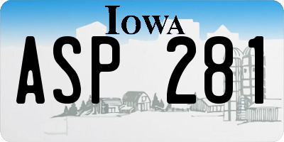 IA license plate ASP281