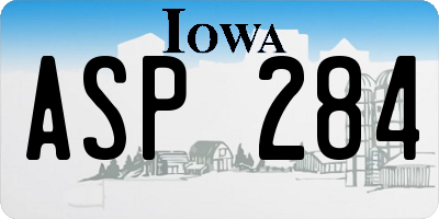 IA license plate ASP284