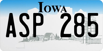 IA license plate ASP285