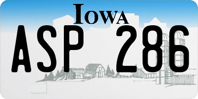 IA license plate ASP286