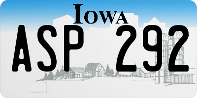 IA license plate ASP292