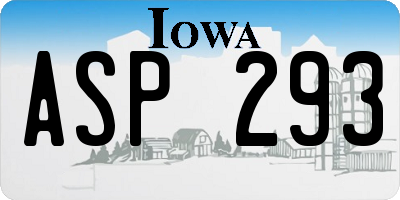 IA license plate ASP293