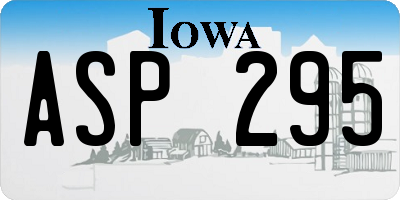 IA license plate ASP295