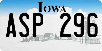 IA license plate ASP296
