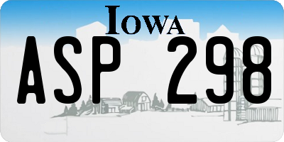 IA license plate ASP298