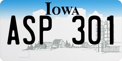 IA license plate ASP301