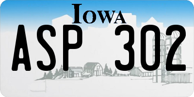 IA license plate ASP302