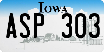 IA license plate ASP303