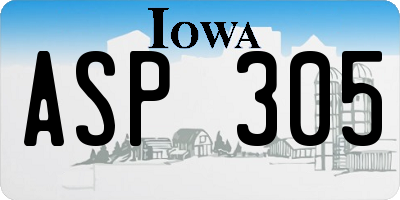 IA license plate ASP305